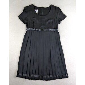 Granite Vintage 90s Women's Dress Size 5/6 Black Short Sleeve Pleated